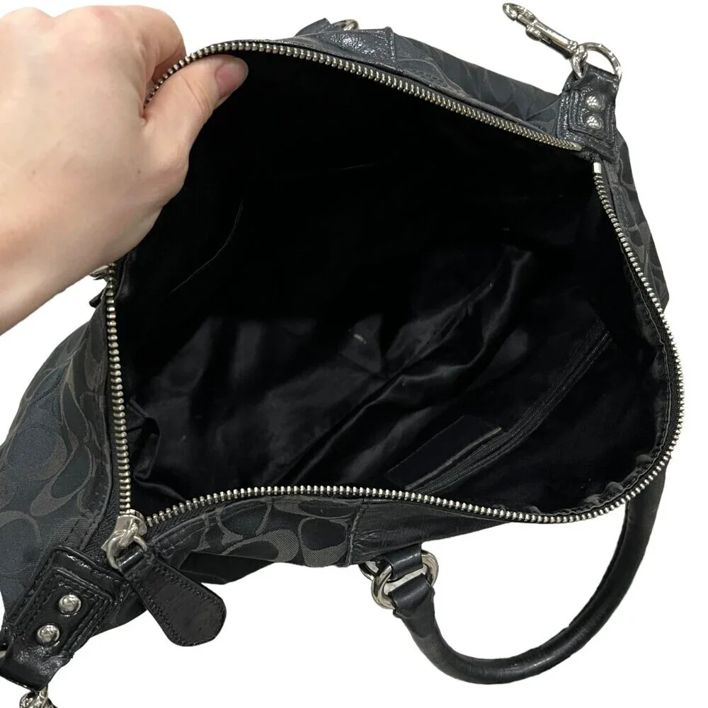 Coach Black Signature Fabric Ashley Handbag